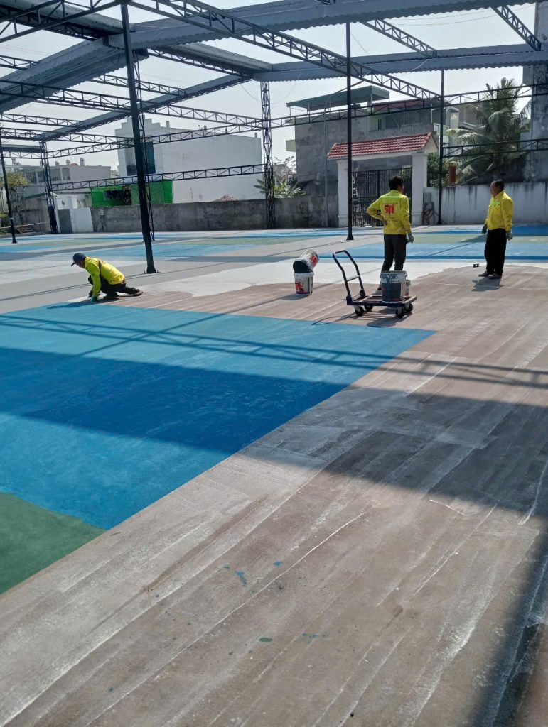 Quy Trình Sơn Sân Thể Thao Chuẩn 8 lớp