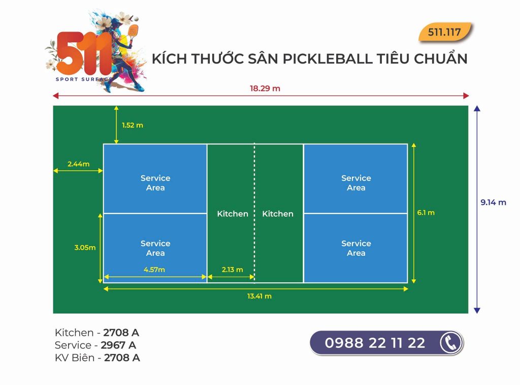  5 Mẫu Kích Thước Và Màu Sắc Sân Pickleball