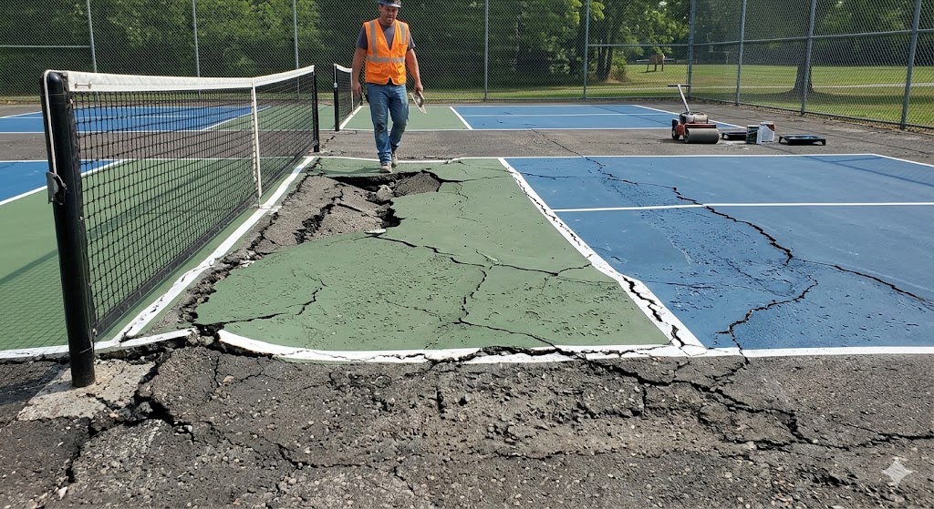 tạo ảnh lỗi thi công sân nền Asphalt sân Pickleball