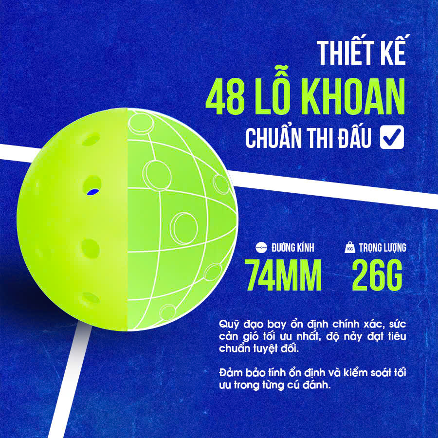        Vì sao nhiều VĐV chọn bóng Pickleball 48 lỗ thay vì 40 lỗ